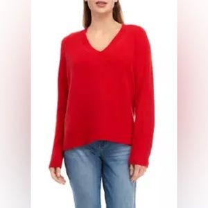 3/$30 NWOT Biltmore Red Scarlet 100% Cashmere V Neck Sweater Size XL